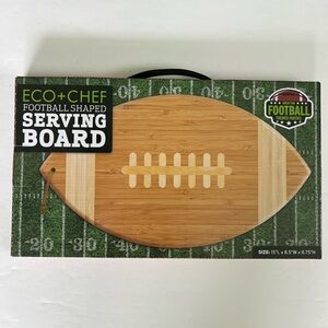 NIB EXO+CHEF Solid Wood Football Shaped Charcuterie/Serving Platter